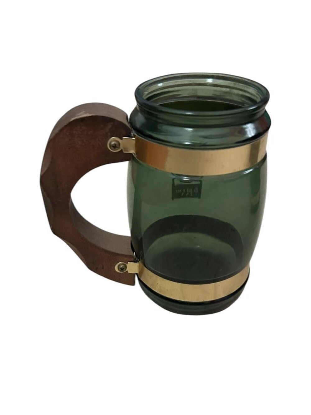 Vintage Siesta Ware Green Glass Tavern Mugs Set of 4 Wood Handles - Picture 9 of 14